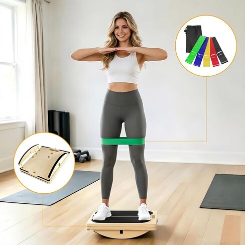 3-in-1 Slant Board for Calf-Stretching, 360° Balance Board - Wooden Incline Wedge Stretcher for Squats, Foot & Ankle Mobility, Portable Fitness Equipment, Balance Block for Heel Stretch in Kuwait