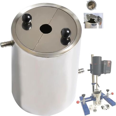1.5L Laboratory Stainless Steel Drum, Special Barrel for Laboratory Dispersant Stirrer, Internal Diameter 99mm, Outer 127mm, 2 Semicircular Covers, Double Layer Stainless Steel Barrel, for Research in Kuwait