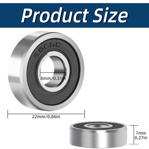 40 Pcs 608 2RS Ball Bearings – Bearing Steel and Double Metal Sealed Miniature Deep Groove Ball Bearings (8mm x 22mm x 7mm) in Kuwait