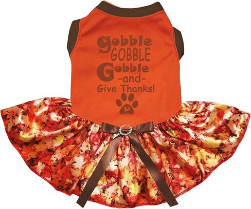 فستان Petitebella Gobble Gobble Gobble and Give Thanks Puppy Dog (برتقالي/برتقالي، مقاس XX-Large) in Kuwait