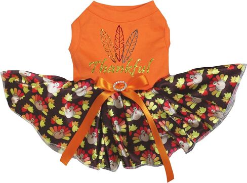 فستان Petitebella Feathers Thanksful Puppy Dog (برتقالي/برتقالي LED، X-Small) in Kuwait