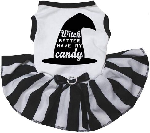 فستان Petitebella Witch Better Have My Candy Puppy Dog (برتقالي/مخطط، متوسط) in Kuwait