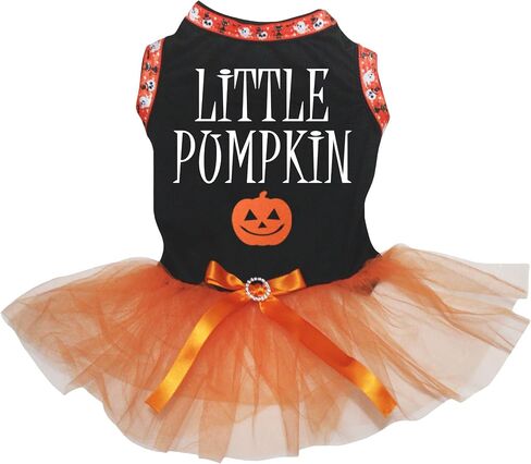 فستان Petitebella Little Pumpkin Puppy Dog (أسود/برتقالي، X-Small) in Kuwait
