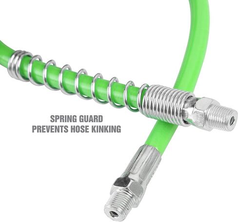 OEMTOOLS 18' Extension Hose with Spring Guard, Green Rubber Grease Hose, 1/8' NPT, 12,000 PSI Burst Pressure, 4,500 PSI Max Working Pressure, Kink Resistant, Automotive & Industrial Use in Kuwait