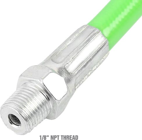 OEMTOOLS 18' Extension Hose with Spring Guard, Green Rubber Grease Hose, 1/8' NPT, 12,000 PSI Burst Pressure, 4,500 PSI Max Working Pressure, Kink Resistant, Automotive & Industrial Use in Kuwait