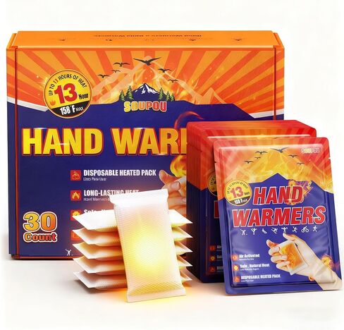 Hand Warmers Disposable 200/150/100/50/30 pcs, Up to 13 Hours of Heat Body Warmers, Air Activated Bulk Hand Warmers for Women Men, Gifts for Christmas, Golf Hunting Camping Essentials in Kuwait