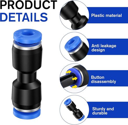 2 PCS PC4-M6 Pneumatic Straight Fitting and 10PCS Plastic Push to Connect Straight Union Tube Fitting Compatible with PTFE Pipes an Outer Diameter of 4mm, M6 Thread, Suitable for 3D Printers in Kuwait