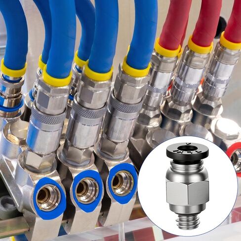 2 PCS PC4-M6 Pneumatic Straight Fitting and 10PCS Plastic Push to Connect Straight Union Tube Fitting Compatible with PTFE Pipes an Outer Diameter of 4mm, M6 Thread, Suitable for 3D Printers in Kuwait