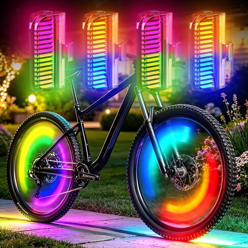 Bike Wheel Lights Rechargeable，Bike lights for wheels 7-Color changing,Motion Sensor,Fit All Wheel Sizes of Bike,Toddler Balance Bicycle E-Bike,Spoke Lights for Cycling Safety and Night Riding in Kuwait