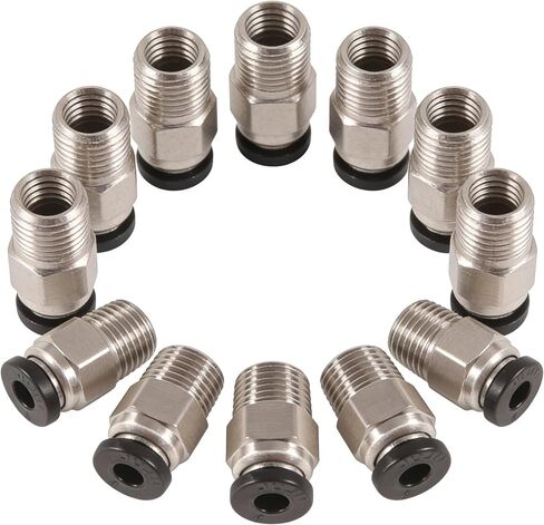 10 قطع PC4-M10 تركيبات موصل سريع هوائي، وصلة أنبوب بودين ذكر مستقيم PTFE دفع أنبوب لـ E3D-V6، أجزاء طارد بودين متوافقة مع طابعة ثلاثية الأبعاد Ender-3 وEnder-3 V2 in Kuwait