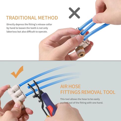PLANEKO Air Line Removal Tool Disconnect Tool Kit for 1/4" 5/16" (6mm 8mm) Pneumatic Hose Fittings Removing with 10PCS 1/4" Tube OD x 1/4" NPT Male Straight Thread Push to Connect Fittings in Kuwait