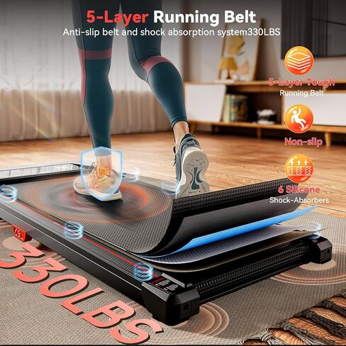 Walking Pad XBD 330LBS Under Desk Treadmill with Incline for Home Office, Compact Motorized Electric Treadmill, 2.5HP with Remote Control, LED Display in Kuwait