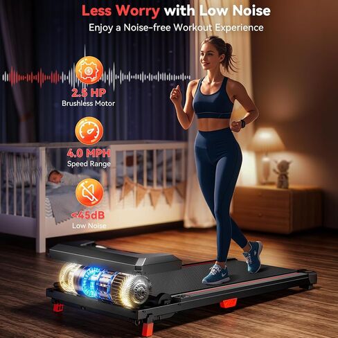 Walking Pad XBD 330LBS Under Desk Treadmill with Incline for Home Office, Compact Motorized Electric Treadmill, 2.5HP with Remote Control, LED Display in Kuwait