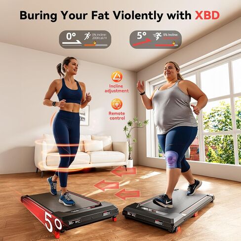 Walking Pad XBD 330LBS Under Desk Treadmill with Incline for Home Office, Compact Motorized Electric Treadmill, 2.5HP with Remote Control, LED Display in Kuwait