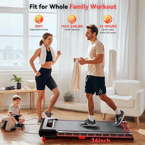 Walking Pad XBD 330LBS Under Desk Treadmill with Incline for Home Office, Compact Motorized Electric Treadmill, 2.5HP with Remote Control, LED Display in Kuwait