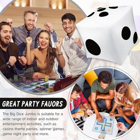 2 PCS 40 بوصة Jumbo Disterable Dice Fun Fun Dice Dice Set Set Up Tloat Doys لأغراض داخلية في الهواء الطلق عريض العشب الكازينو موضوع ديكورات حفلة عيد ميلاد Ludo Pool (الأسود) in Kuwait