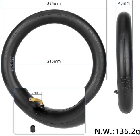 myBESTscooter - أنبوب داخلي مقاس 12 × 2.125 بوصة مع صمام زاوية 90 درجة للسكوتر الكهربائي، مقاس 12 بوصة متوافق مع إطارات 12 1/2 × 2 1/4 in Kuwait