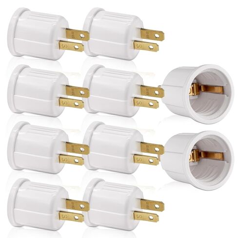 Outlet to Socket Adapter, Plug-in Light Socket, Convert Outlet to Light Bulb Socket, Polarized 2-Prong Outlet to E26 E27 Screw Base Bulb Socket, 660 Watt, 125 Volt, UL Listed (4, White Color) in Kuwait