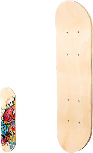Blank Skateboard Deck Wood DIY Toy, Beige 16.90x4.91x0.39 Inch Unfinished Board, Kids Painting Graffiti Art Craft Replacement Present in Kuwait