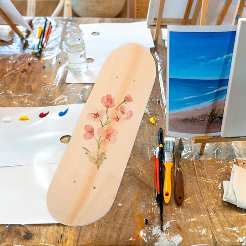 Blank Skateboard Deck Wood DIY Toy, Beige 16.90x4.91x0.39 Inch Unfinished Board, Kids Painting Graffiti Art Craft Replacement Present in Kuwait