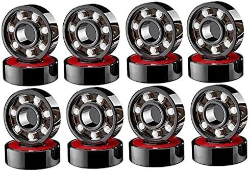 16 Pcs Ceramic Bearings High Speed Wear Resistant for Skate Skateboard Wheel, black&white&red in Kuwait