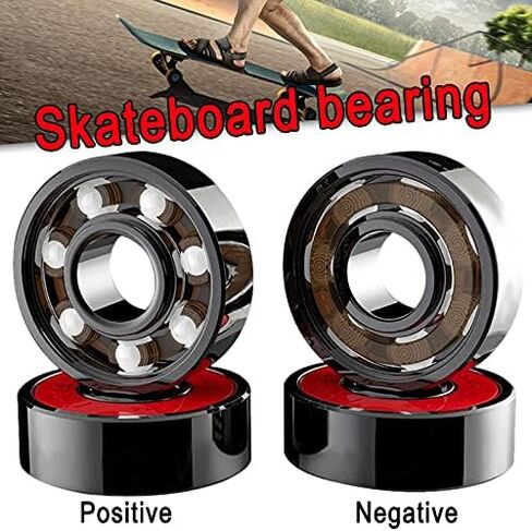 16 Pcs Ceramic Bearings High Speed Wear Resistant for Skate Skateboard Wheel, black&white&red in Kuwait