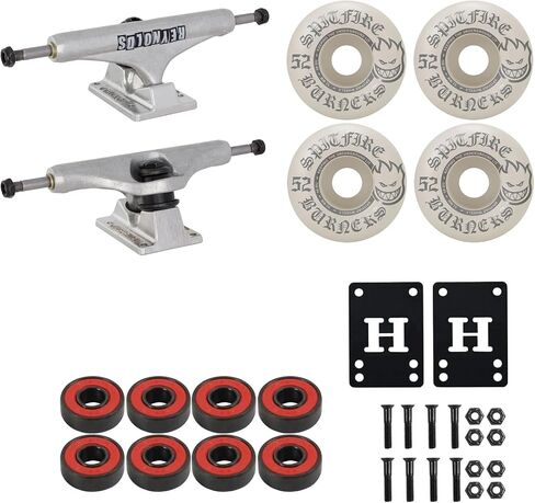 Independent Skateboard Trucks Package - Andrew Reynolds Hollows with Spitfire Wheels, ABEC 5 Red Bearings, 1" Hardware, and 1/8" Risers - Skateboard Parts Kit in Kuwait