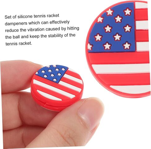 SEWACC 6pcs American Flag Tennis Vibration Dampener Silicone Tennis Racket Racquet Shock Absorbers for Players Training Matches in Kuwait
