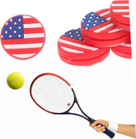 SEWACC 6pcs American Flag Tennis Vibration Dampener Silicone Tennis Racket Racquet Shock Absorbers for Players Training Matches in Kuwait