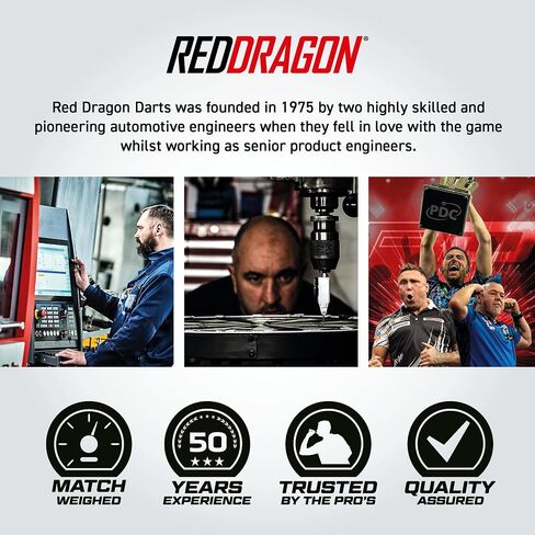 مجموعة سهام من RED DRAGON Featherlite ذات طرفين - أسطوانات تنجستين خفيفة الوزن للغاية بنسبة 80% للتحرير السلس والتحكم الدقيق، 19 جم، تتضمن رحلات الطيران وأعمدة ألومنيوم VRX in Kuwait