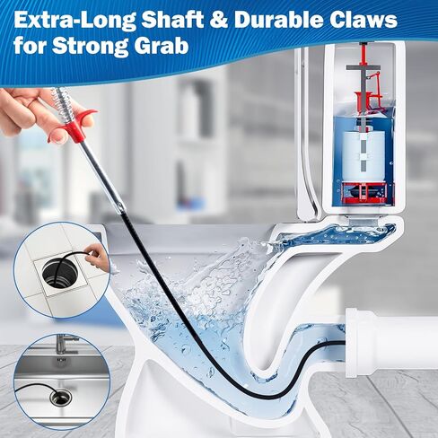 Extra-Long (77 inch) Drain Snake,Drain Clog Remover & Toilet Snake Cleaner Tool for Kitchen Sink,Drains,Toilet,Bathroom Tub – Reusable Hair and Debris Cleaning Accessory in Kuwait