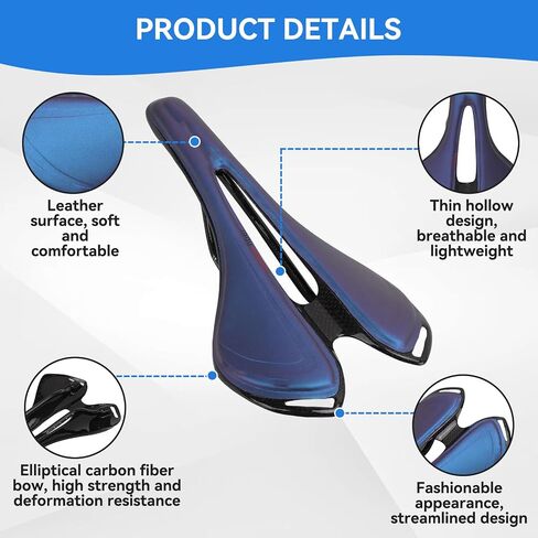 Bikes Saddle Replacement, 3K Carbon Fiber Hollow Bicycle Saddle Breathable Lightweight Mountain Bike Seat Cushion for Riding Cycling in Kuwait