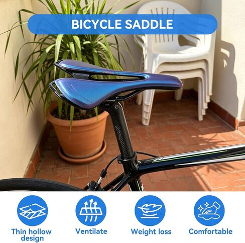 Bikes Saddle Replacement, 3K Carbon Fiber Hollow Bicycle Saddle Breathable Lightweight Mountain Bike Seat Cushion for Riding Cycling in Kuwait