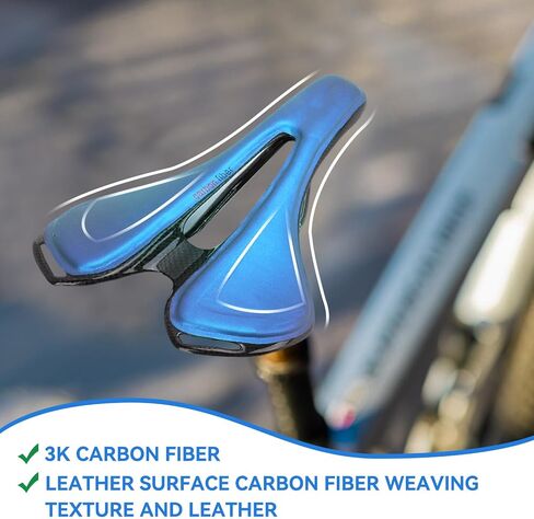Bikes Saddle Replacement, 3K Carbon Fiber Hollow Bicycle Saddle Breathable Lightweight Mountain Bike Seat Cushion for Riding Cycling in Kuwait