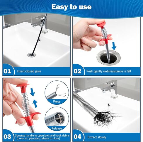 Extra-Long (77 inch) Drain Snake,Drain Clog Remover & Toilet Snake Cleaner Tool for Kitchen Sink,Drains,Toilet,Bathroom Tub – Reusable Hair and Debris Cleaning Accessory in Kuwait