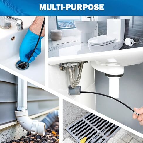 Extra-Long (77 inch) Drain Snake,Drain Clog Remover & Toilet Snake Cleaner Tool for Kitchen Sink,Drains,Toilet,Bathroom Tub – Reusable Hair and Debris Cleaning Accessory in Kuwait