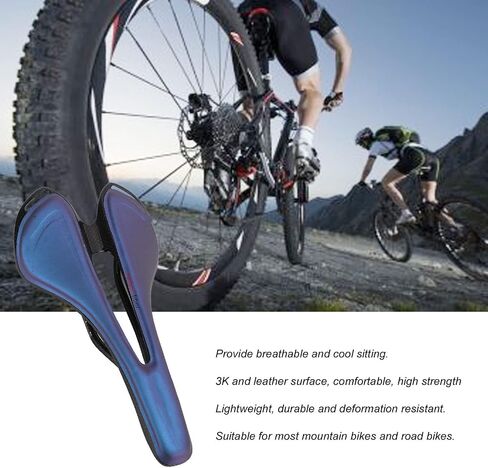 Bikes Saddle Replacement, 3K Carbon Fiber Hollow Bicycle Saddle Breathable Lightweight Mountain Bike Seat Cushion for Riding Cycling in Kuwait