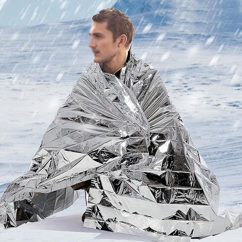 Emergency Mylar Thermal Blankets - Space Blanket Survival Kit for Camping, Hiking, Marathons & First Aid, Compact Reflective Blankets for Bug Out Bags & Outdoor Adventures in Kuwait