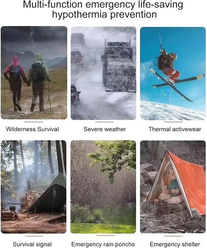 Emergency Mylar Thermal Blankets - Space Blanket Survival Kit for Camping, Hiking, Marathons & First Aid, Compact Reflective Blankets for Bug Out Bags & Outdoor Adventures in Kuwait