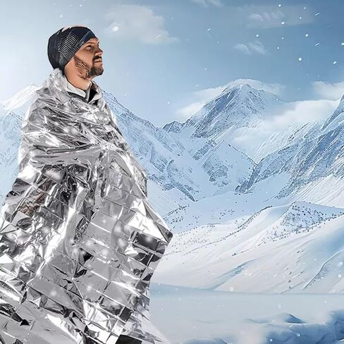 Emergency Mylar Thermal Blankets - Space Blanket Survival Kit for Camping, Hiking, Marathons & First Aid, Compact Reflective Blankets for Bug Out Bags & Outdoor Adventures in Kuwait