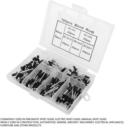 Generic Blind Rivets Kit, Aluminum Alloy Standard Head Smooth Surface Rivet Fastener, M2.4 M4 Size Rivet Set with Durable Construction, Ideal for Construction, Automobiles & Machinery in Kuwait