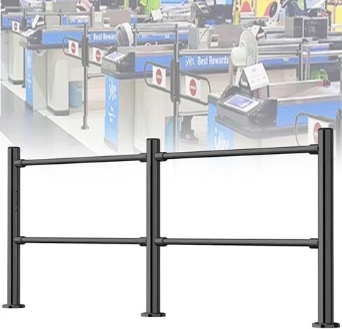One-Way Traffic Door，Automatic Rebound Swing GateAutomatic Stainless Steel Security Barrier Gate - One-Way Access for Supermarkets & Libraries, Black 200x100cm, 6.3cm -, Easy Installation, S in Kuwait