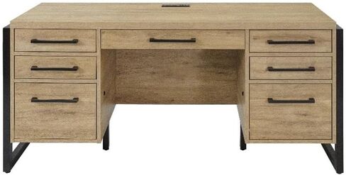 Modern Wood Laminate Office Desk, Office Table, Credenza with Drawers, Fully Assembled, Concrete Gray in Saudi Arabia