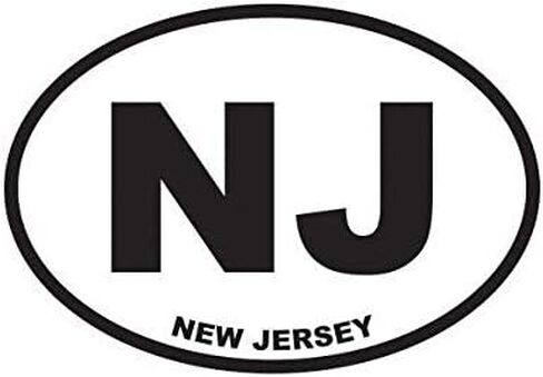 New Jersey State Oval Sticker Decal Vinyl NJ 5" Bumper Locker Laptop Window - Sticks to Any Surface in Kuwait