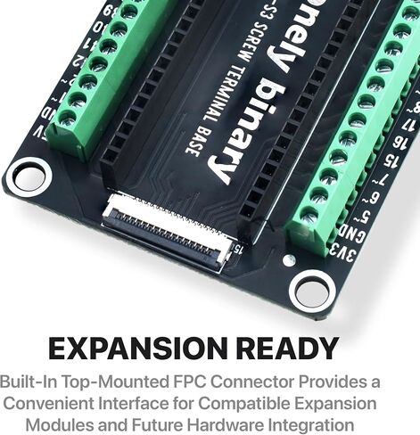 Lonely Binary ESP32-S3 N16R8 + قاعدة طرفية لولبية، فلاش 16 ميجابايت، 8 ميجابايت PSRAM | ثنائي النواة 240 ميجا هرتز، Wi-Fi + BLE 5.0، منافذ USB-C مزدوجة. متوافق مع Arduino IDE، MicroPython، ESP-IDF. منفذ التوسعة FPC in Kuwait