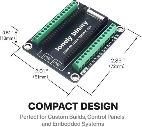 Lonely Binary ESP32-S3 N16R8 + قاعدة طرفية لولبية، فلاش 16 ميجابايت، 8 ميجابايت PSRAM | ثنائي النواة 240 ميجا هرتز، Wi-Fi + BLE 5.0، منافذ USB-C مزدوجة. متوافق مع Arduino IDE، MicroPython، ESP-IDF. منفذ التوسعة FPC in Kuwait