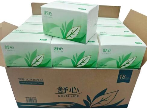 Ultra-Thick Facial Tissues 9000 Sheets, 5-Ply 1800 Draws Green Tea Scented Small Soft Pack Paper Tissue, Travel Size for Car & Office – Strong, Absorbent & Gentle Aromatherapy Napkins (Not Boxed) in Kuwait