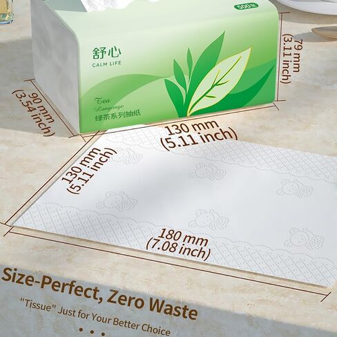 Ultra-Thick Facial Tissues 9000 Sheets, 5-Ply 1800 Draws Green Tea Scented Small Soft Pack Paper Tissue, Travel Size for Car & Office – Strong, Absorbent & Gentle Aromatherapy Napkins (Not Boxed) in Kuwait