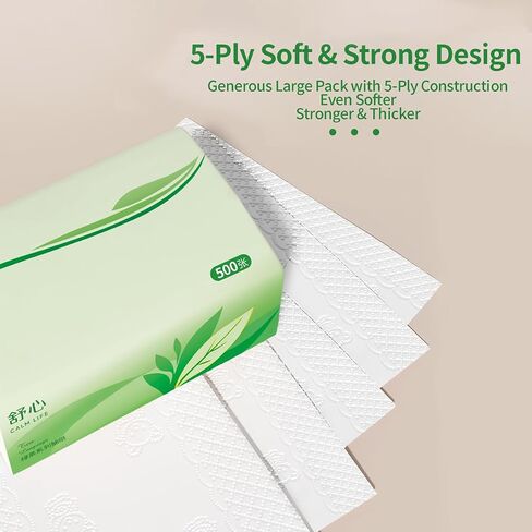 Ultra-Thick Facial Tissues 9000 Sheets, 5-Ply 1800 Draws Green Tea Scented Small Soft Pack Paper Tissue, Travel Size for Car & Office – Strong, Absorbent & Gentle Aromatherapy Napkins (Not Boxed) in Kuwait