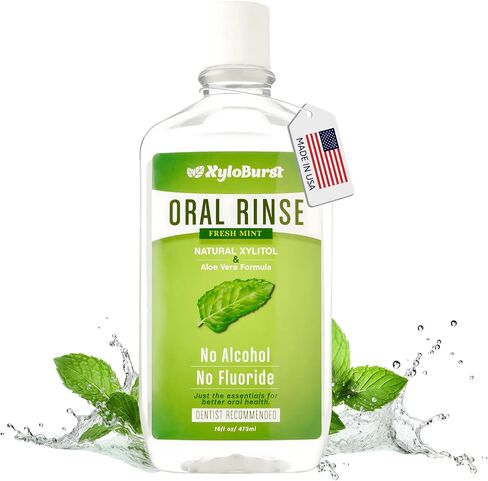 Xyloburst Xylitol Mouthwash, Natural Oral Rinse - Alcohol-Free & Fluoride-Free Mouth Wash, Non Toxic Xylitol Rinse for Fresh Breath, Fresh Mint Flavor, SLS Free, Sugar Free, 3-Pack in Kuwait